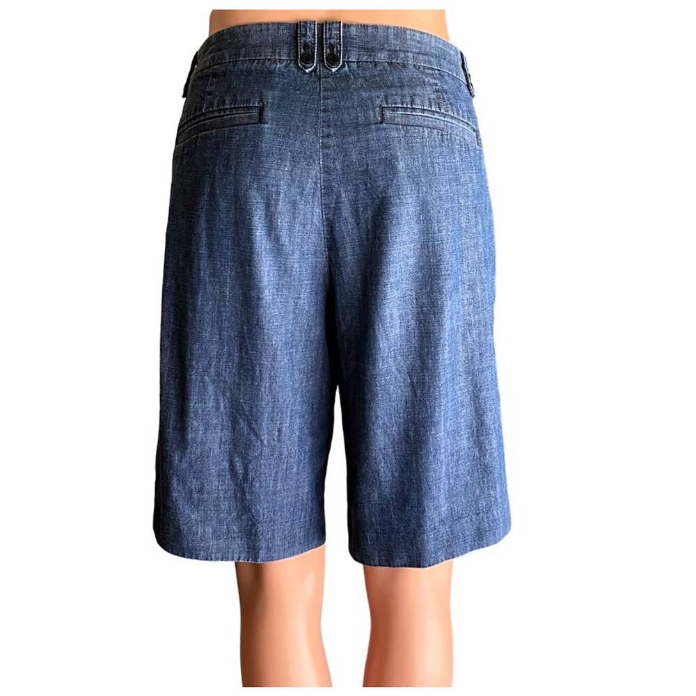 J.CREW Ladies Thin Denim Blue Jean Cotton Long City Fit Shorts ~ Women's Size 10